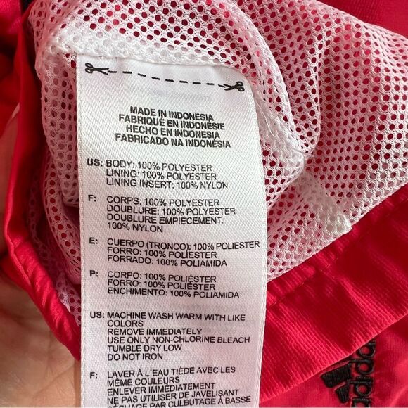 Adidas Windbreaker Jacket Hot Pink Red Athletic Coat Size Large - Picture 8 of 9